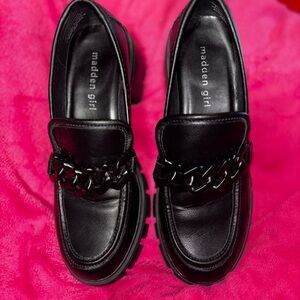 Madden Girl Black Chain Loafers